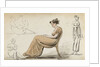 A young woman seated in a chair and other figure studies (verso) by Thomas Baxter
