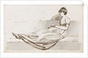 A young woman reclining on a sofa reading a book, possibly one of the Connors, Emma's cousins by Thomas Baxter