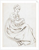 A young woman seated or crouching holding a dog in her lap, possibly Charlotte Nelson by Thomas Baxter