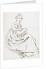 A young woman seated or crouching holding a dog in her lap, possibly Charlotte Nelson by Thomas Baxter