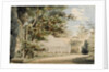 The garden with a glass house at Merton Place by Thomas Baxter