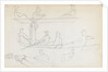 Studies of people in a rowing boat in the river at Merton Place (recto) by Thomas Baxter