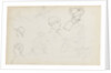 Studies of young women rowing and of heads in profile (recto) by Thomas Baxter