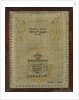 A mourning sampler framed in oak by Mary Gill