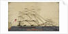 Two warships in full sail by unknown
