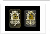 A pair of bonework plaques depicting fretwork Chinese pavilions by Ernest Edwin Russell