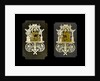 A pair of bonework plaques depicting fretwork Chinese pavilions by Ernest Edwin Russell