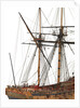 Ship of 24 guns, mizzen mast and stern carving detail by unknown