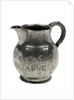 Pewter ale jug said to have been owned by Frederick Marryat (1792-1848), naval officer and novelist, but with bogus inscriptions and marks by unknown