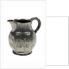 Pewter ale jug said to have been owned by Frederick Marryat (1792-1848), naval officer and novelist, but with bogus inscriptions and marks by unknown