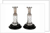 One of a pair of matching Sheffield plate candlesticks commemorating the victories of Admirals Richard Howe, John Jervis, Adam Duncan and Horatio Nelson by unknown