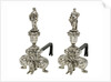 Pair of silver firedogs from the collection of King Charles II by unknown