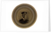 Plate glazed on a mustard ground with a gold rim by Ridgways