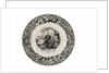 Black transfer-printed plate of the Crimean War period by Utzchneider and Co