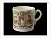 White mug printed in colour in commemoration of the Peace ending World War I by unknown