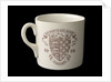 White mug printed in colour in commemoration of the Peace ending World War I by unknown