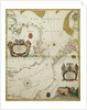 A new mappe of the sea coasts of England, France and Holland, wherein the English names, situation, point of the compass, and distance of the several ports, harbours, havens, creeks, sands. by John Seller