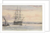 Watercolour of the 'Bellerophon' at Kalamita Bay, Heights of the Alma, September 1854 from the logbook of HMS 'Trafalgar' kept by Captain Hereford by Edward William Hereford
