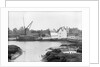 St. Osyth, Essex, the river with hay laden spritsail barge and village by unknown