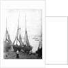 View across River Thames with fishing bawleys drawn up onto the foreshore. Gravesend, Kent by unknown