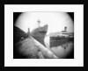 The 'Dotterel' (Br, 1936) alongside berth at Southampton with a damaged bow, slightly distant. The paddle steamer 'Portsdown' (1928) is berthed close by by unknown
