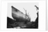 Bow view of the 'Aquitania' (1914) on the stocks by Bedford Lemere & Co.