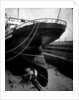 Stern view of the 'Aquitania' (1914) in drydock by Bedford Lemere & Co.