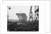 Aircraft carrier HMS 'Victorious' (1939) moving down the slipway on No.3 berth by unknown