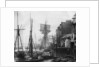 Black Eagle Wharf with the schooner Express of Alnmouth. Wapping, London. by unknown