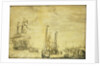 A Dutch flagship, thought to be the Eendracht at anchor close in by Willem van de Velde the Elder