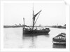 The 'Olive May' (1920), a port bow view of the barge stopped with sails furled by Anonymous