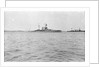 HMS Malaya (1915) in the foreground, armoured cruiser HMS Minotaur (1906) in the distance at anchor in Scapa Flow around February-April 1916 by Unknown