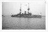 HMS 'Caesar' (1896), battleship, at anchor, awning rigged aft by unknown