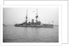 HMS 'Caesar' (1896), battleship, at anchor, awning rigged aft by unknown