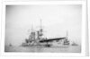 Battleship HMS 'Triumph' (1903) at anchor with awning aft by unknown