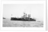 Battleship HMS 'Triumph' (1903) at anchor with awning aft by unknown