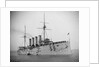 HMS 'Aboukir' (Br, 1900) armoured cruiser at anchor, flying paying off pennant by unknown