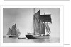 The 'Cumberland Lassie' (Br, 1874) under sail with large ketch in left background by unknown