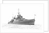 Photograph of HMS 'Sheffield' (1936) at anchor in the Solent in 1937 by unknown