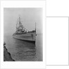 HMS 'Sirius' light cruiser (1940) under way, approaching jetty in Portsmouth Harbour by Unknown