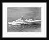 Destroyer HMS 'Daring' (1949) under way with crew in review order manning the ship by unknown