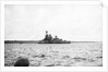 Photograph of HMS 'Iron Duke' (1912) in October 1940 ashore at Longhope, Scapa Flow. In use as base and accommodation ship by unknown