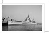 Battlecruiser HMS 'Renown' (1916) in 1945 alongside at Devonport, de-storing by unknown