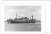 Photograph of cargo liner 'St. Essylt' (1948) in May 1955, under way on the River Thames at Tilbury, bound out in ballast by unknown