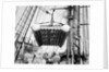 The life raft from 'Elingamite' (1887) being hoisted off the upper deck of HMS 'Penguin' (1876) by Willoughby Pudsey Dawson