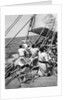 Kuwaiti crew handling a boom by Alan Villiers