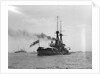 Battleship HMS 'Superb' (1907) at anchor at Spithead, with awning rigged aft by unknown