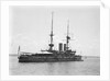 HMS 'Implacable' (1899) at anchor at Spithead, with awning rigged aft by unknown