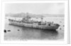 Photograph of the maintenance ship for aircraft components HMS 'Holm Sound' (1944) moored in Grand Harbour, Malta on 12th April 1946. Port side view just aft of the broadside. by unknown