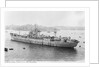 Photograph of the maintenance ship for aircraft components HMS 'Holm Sound' (1944) moored in Grand Harbour, Malta on 12th April 1946. Port side view just aft of the broadside. by unknown